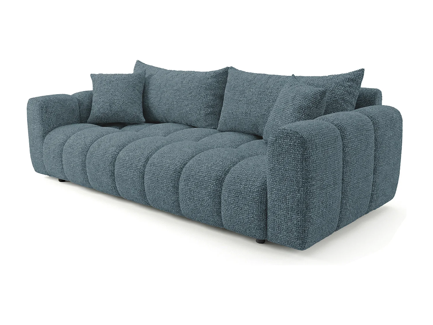 Schlafsofa COSMO LUXURY 240cm Premium HR-Schaum – Strukturstoff Puente 39 Petrolblau