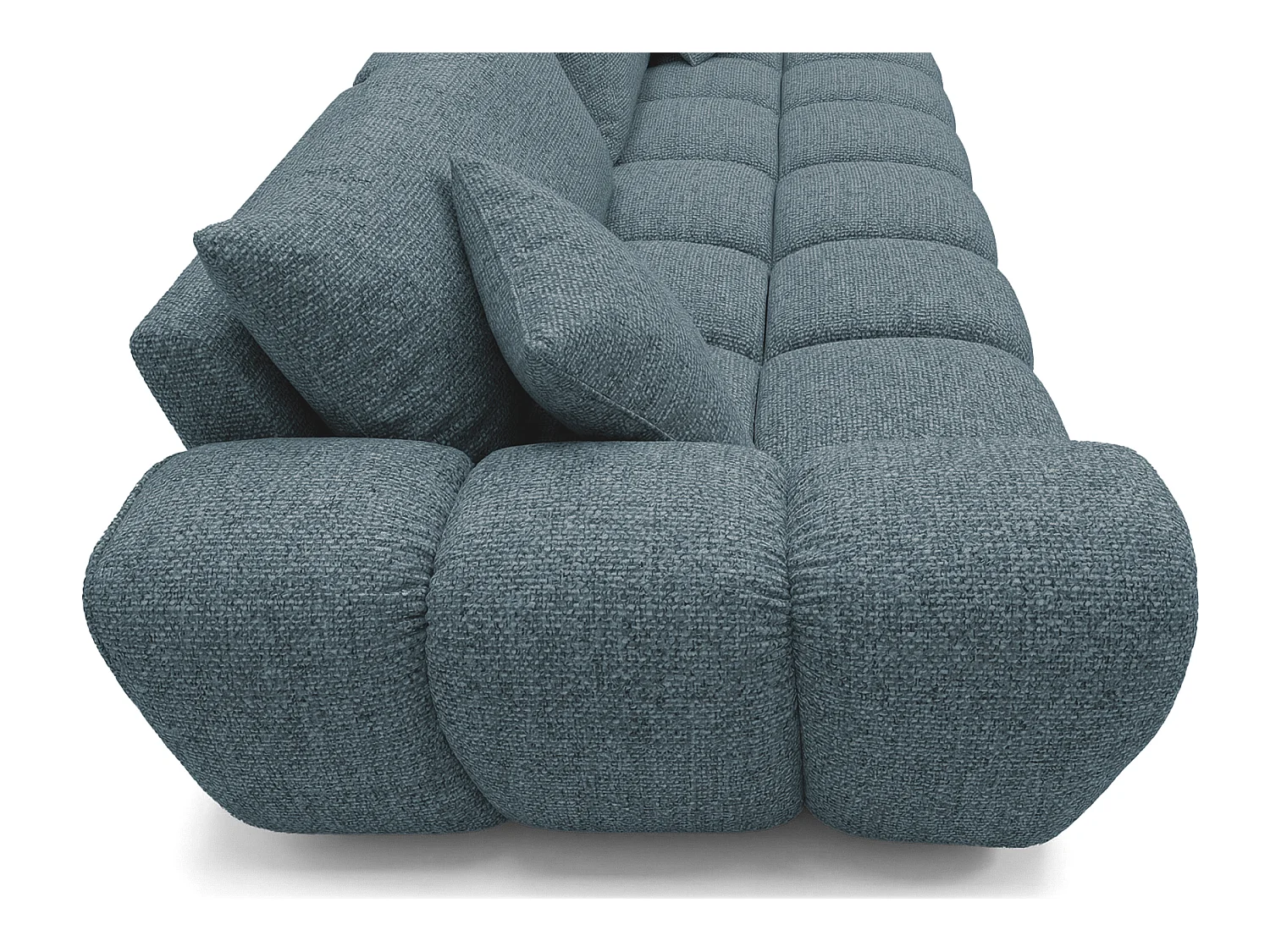 Canapé convertible en tissu bouclé bleu canard 240 cm - COSMO LUXURY