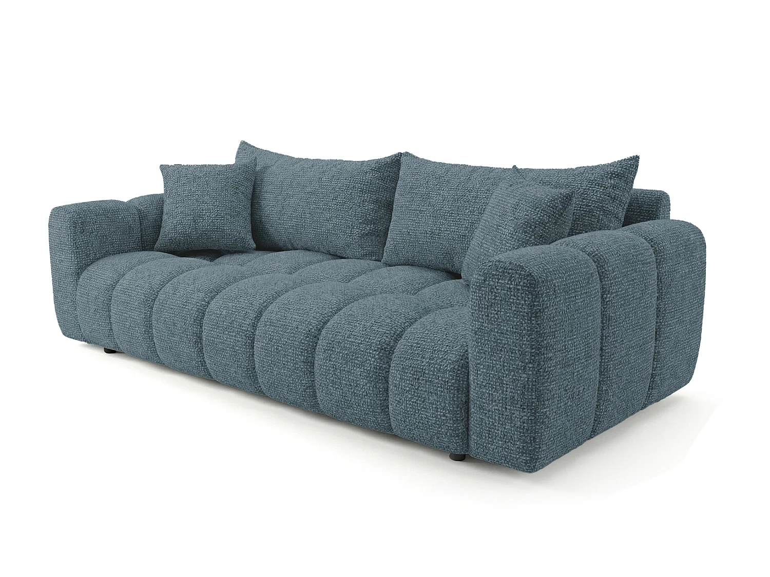 Canapé convertible en tissu bouclé bleu canard 240 cm - COSMO LUXURY