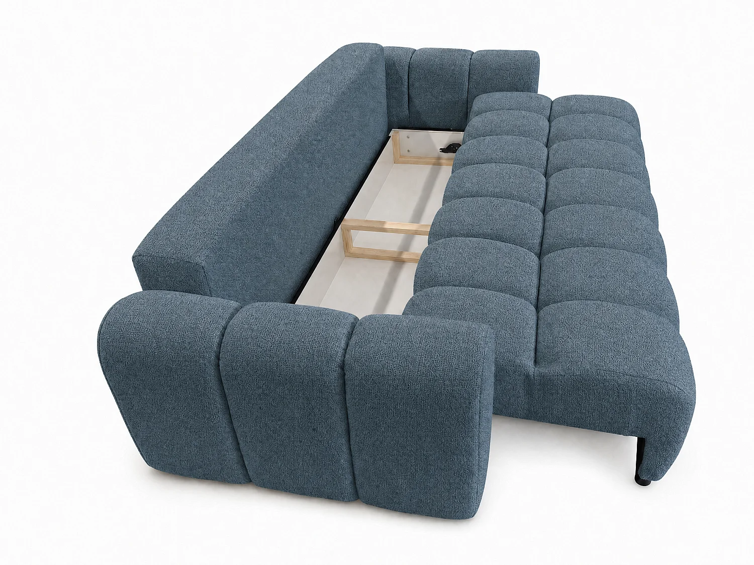 Canapé convertible 3 places en tissu bleu canard COSMO