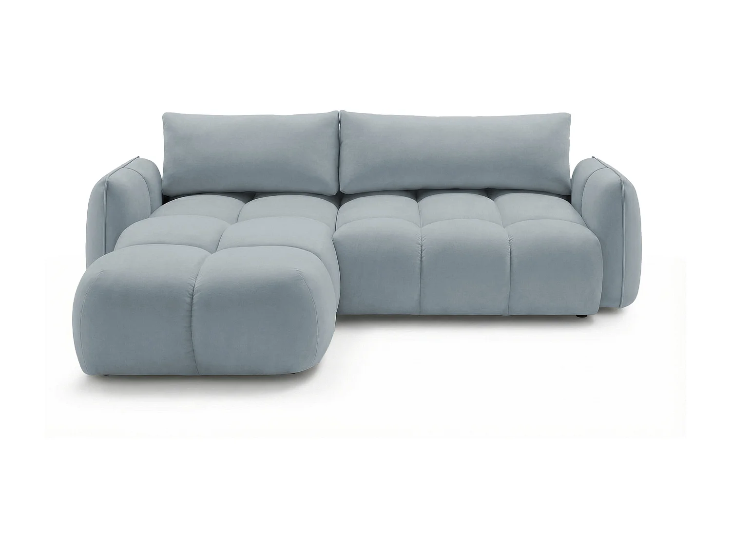 Ecksofa BELVEO mit Schlaffunktion und Bettkasten L-Form Ausrichtung Links Stoff  Bluvel 06