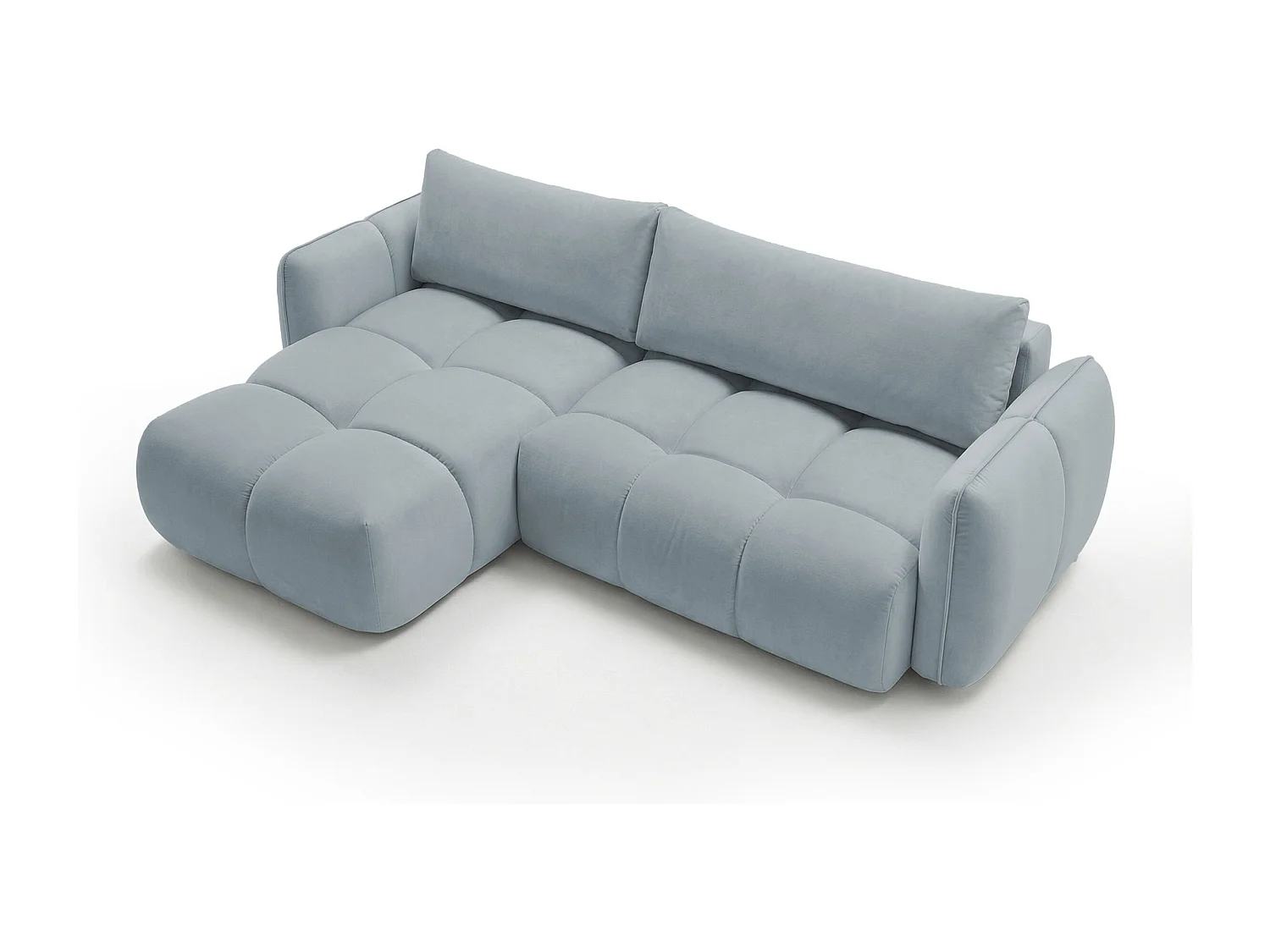 Ecksofa BELVEO mit Schlaffunktion und Bettkasten L-Form Ausrichtung Links Stoff  Bluvel 06