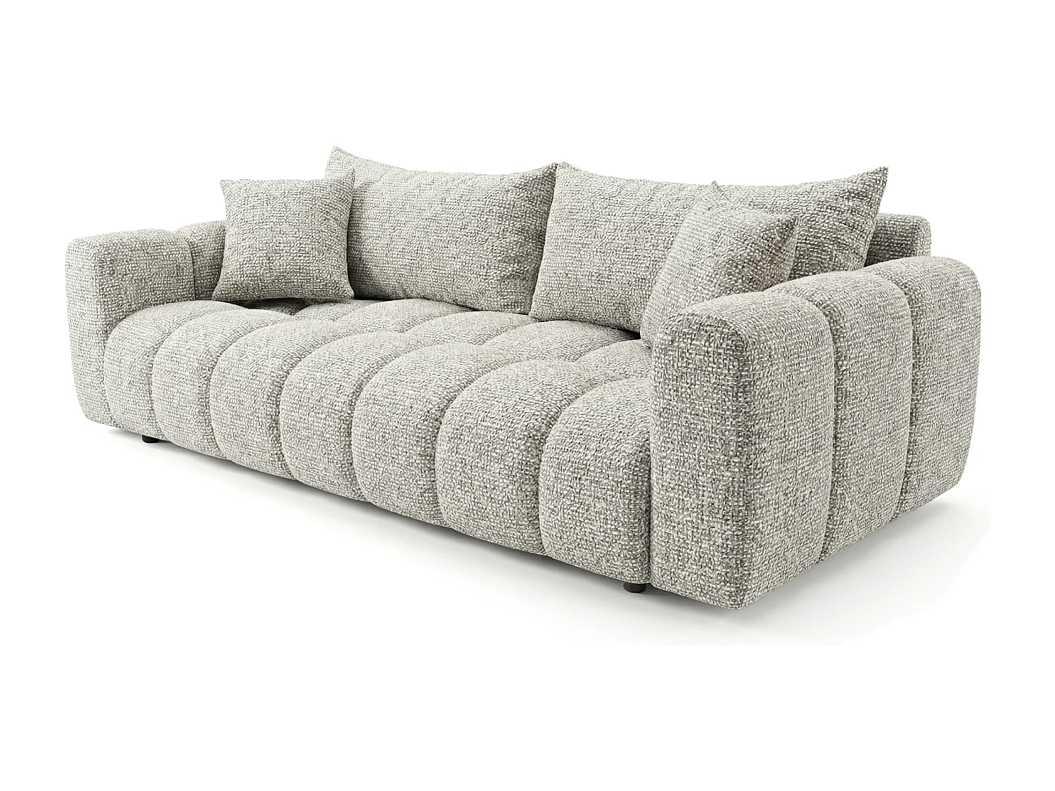 Schlafsofa COSMO LUXURY 240cm – Premium HR-Schaum – Strukturstoff Puente 06 Hellgrau