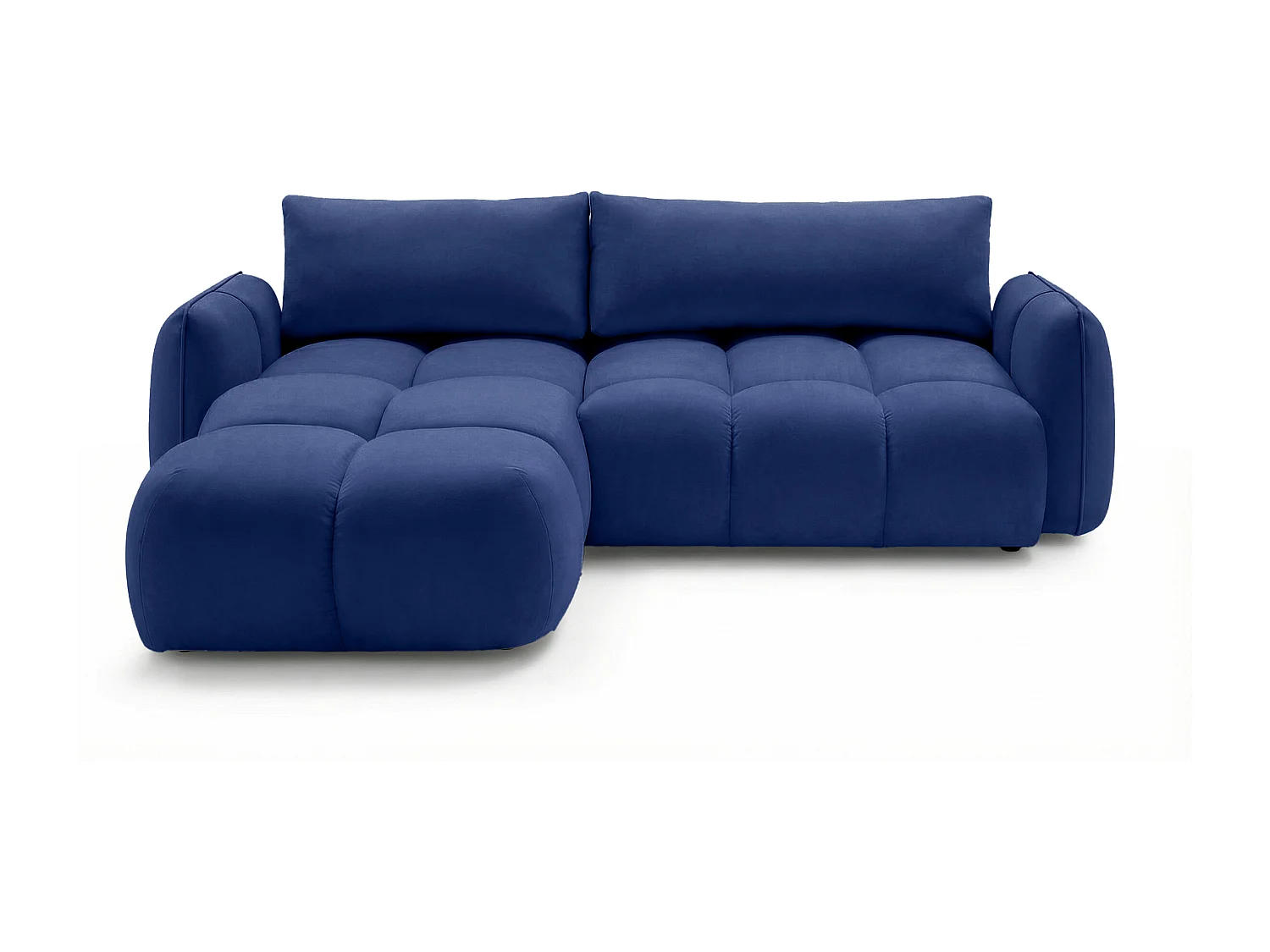 Ecksofa BELVEO mit Schlaffunktion und Bettkasten L-Form Ausrichtung Links Stoff Bluvel 86