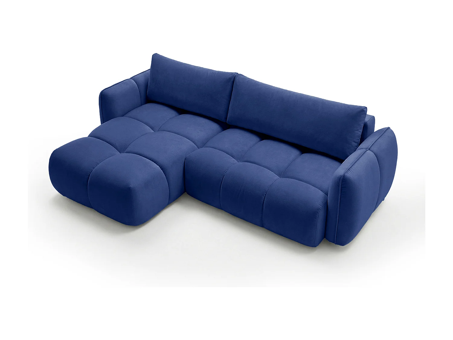 Ecksofa BELVEO mit Schlaffunktion und Bettkasten L-Form Ausrichtung Links Stoff Bluvel 86