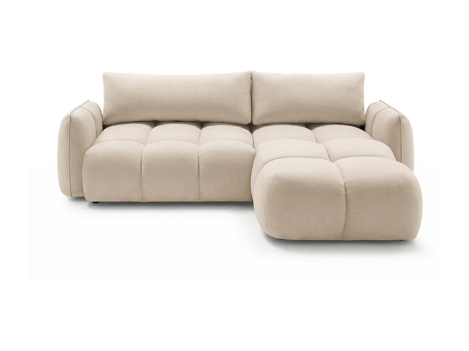 Ecksofa BELVEO mit Schlaffunktion und Bettkasten L-Form Ausrichtung Rechts Stoff Bluvel 22