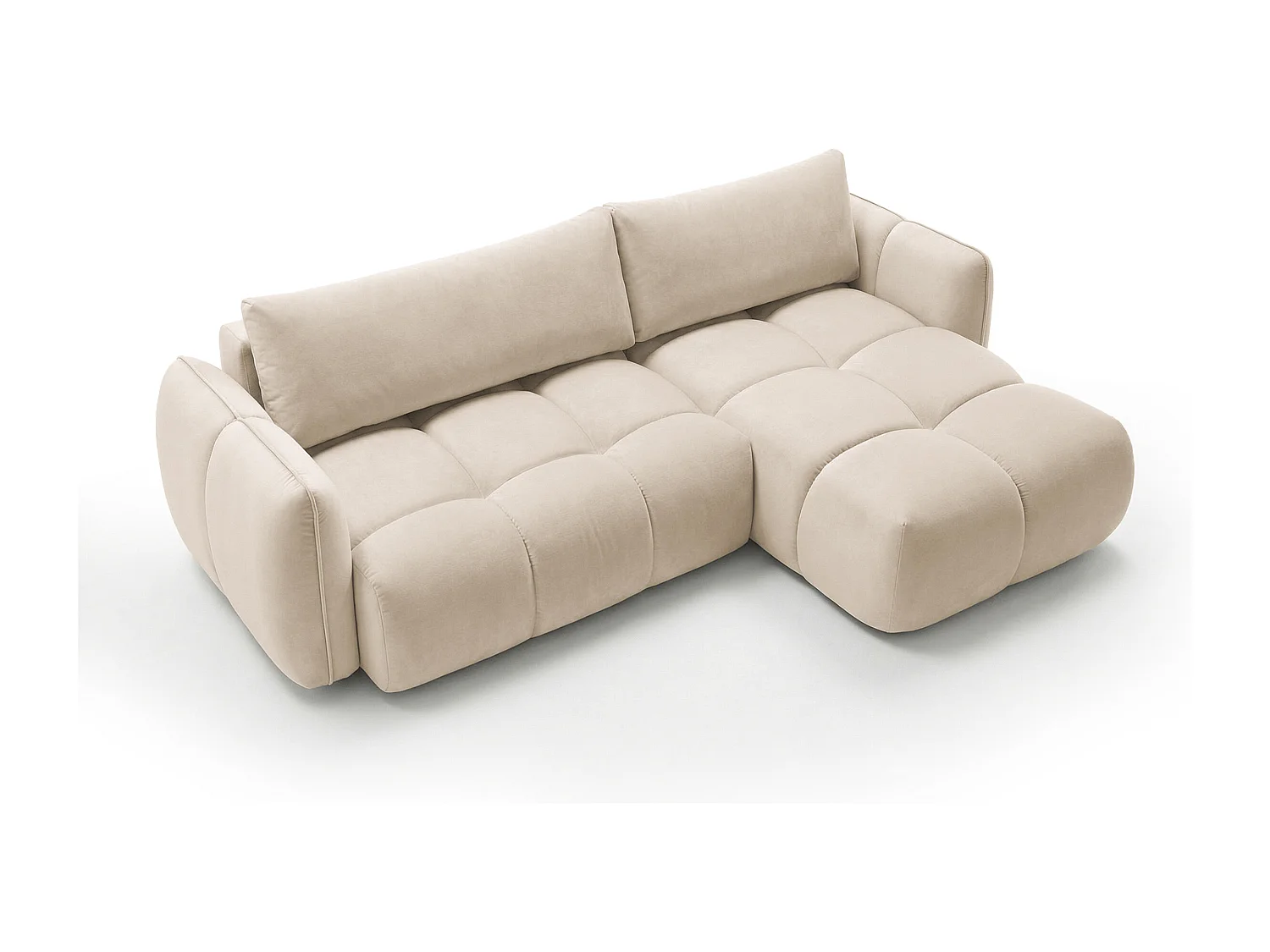 Ecksofa BELVEO mit Schlaffunktion und Bettkasten L-Form Ausrichtung Rechts Stoff Bluvel 22