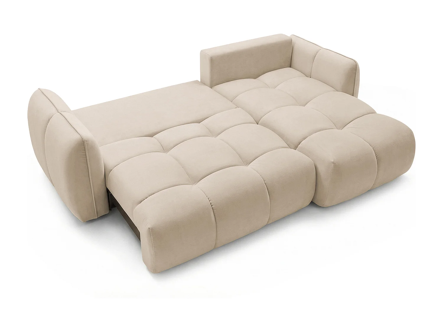 Ecksofa BELVEO mit Schlaffunktion und Bettkasten L-Form Ausrichtung Rechts Stoff Bluvel 22