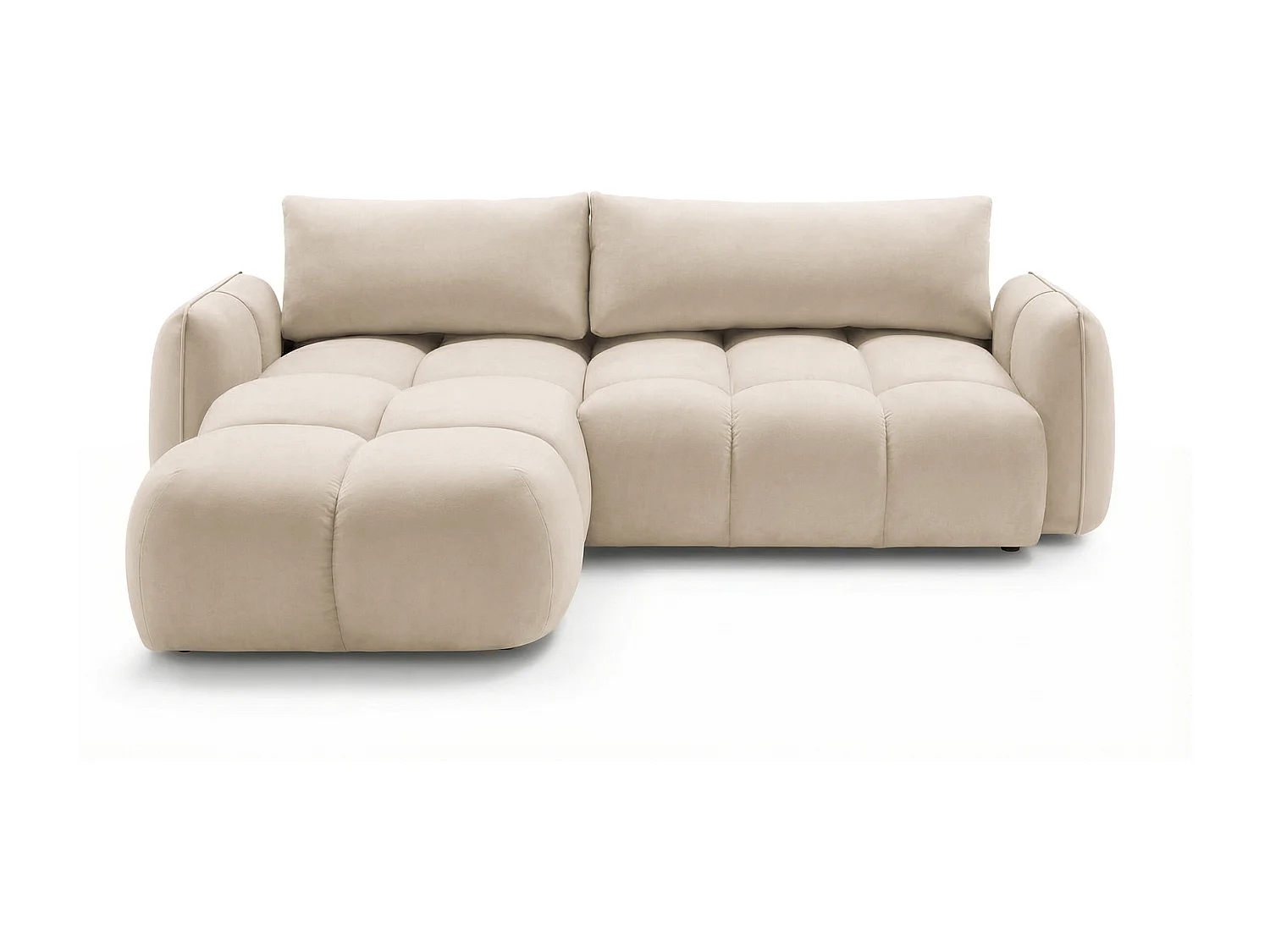 Ecksofa BELVEO mit Schlaffunktion und Bettkasten L-Form Ausrichtung Links Stoff Bluvel 22