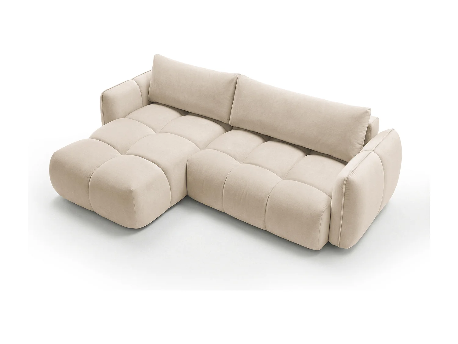 Ecksofa BELVEO mit Schlaffunktion und Bettkasten L-Form Ausrichtung Links Stoff Bluvel 22