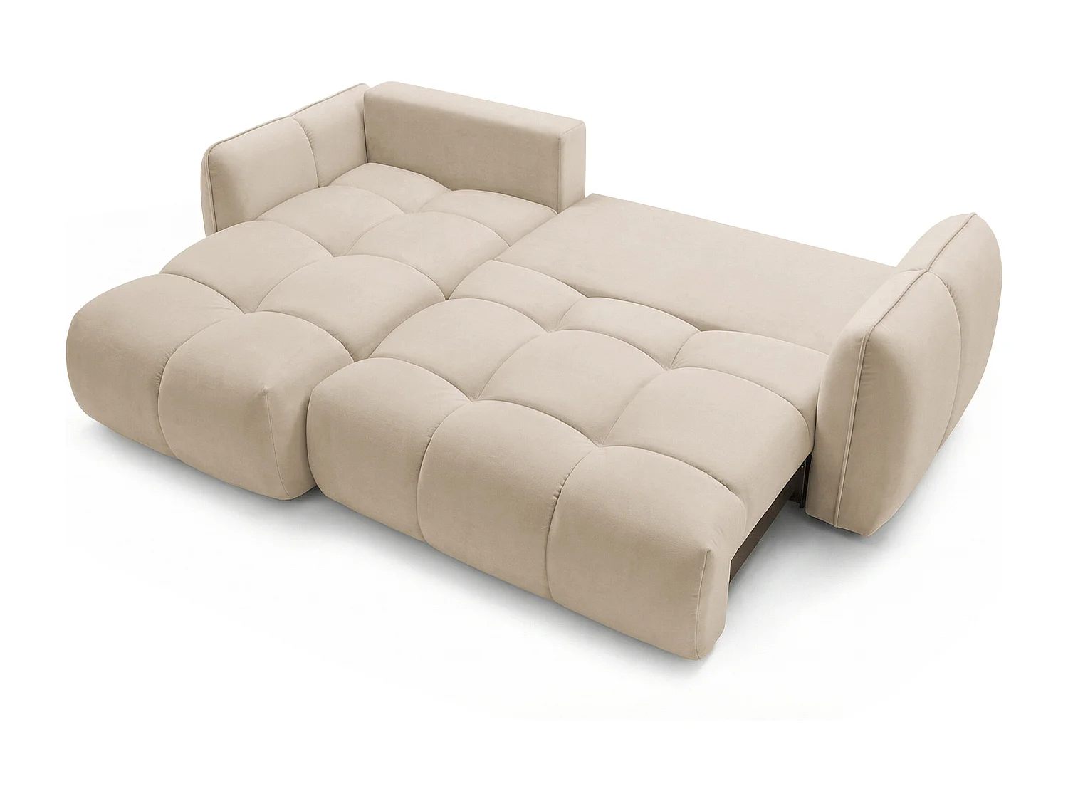 Ecksofa BELVEO mit Schlaffunktion und Bettkasten L-Form Ausrichtung Links Stoff Bluvel 22