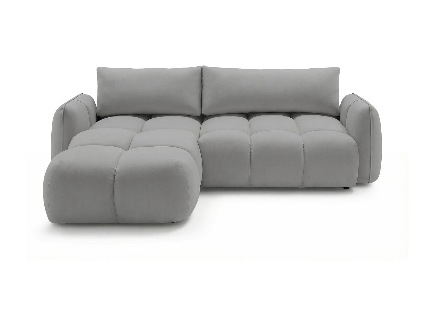 Ecksofa BELVEO mit Schlaffunktion und Bettkasten L-Form Ausrichtung Links Stoff Bluvel 14