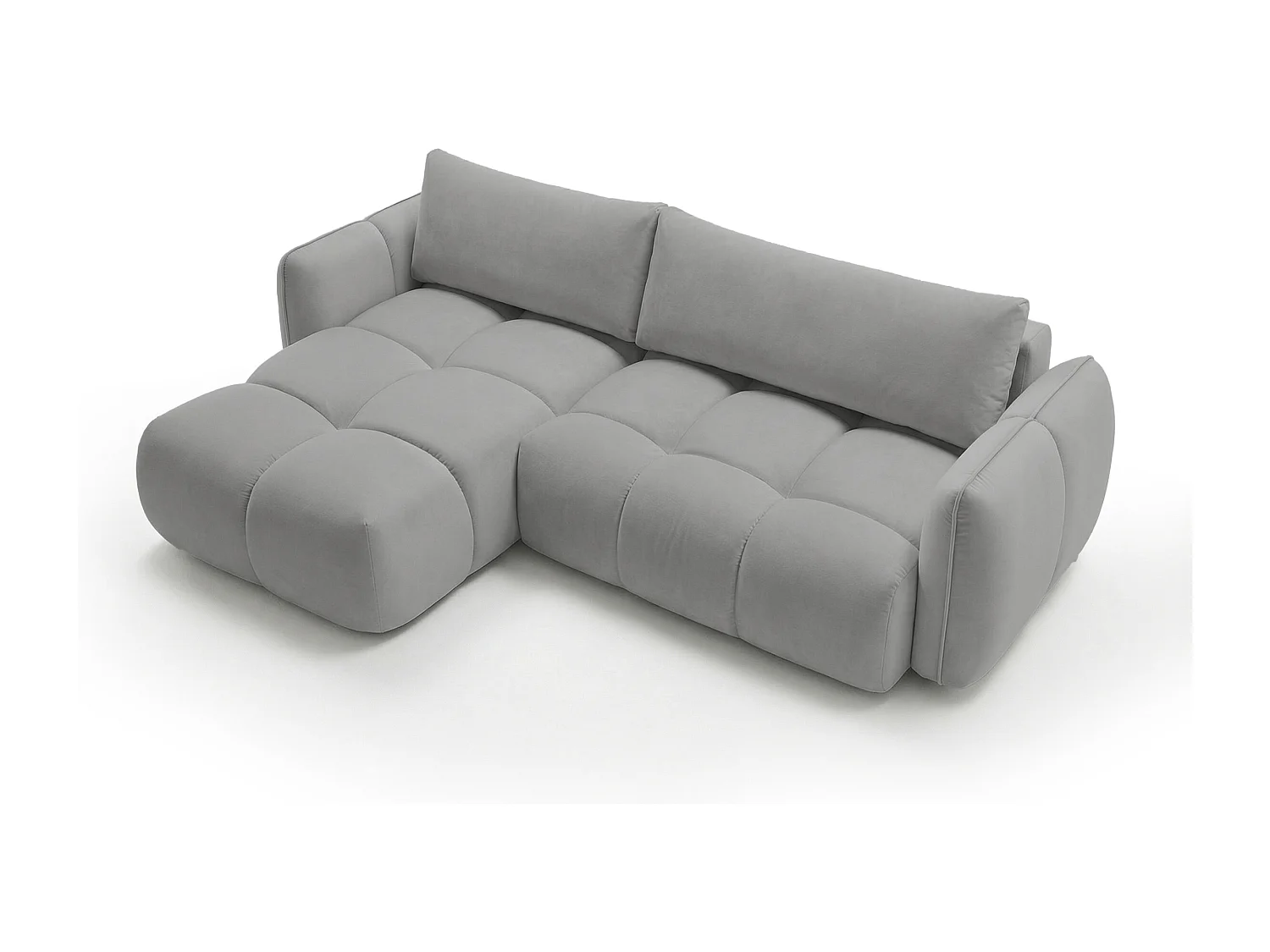 Ecksofa BELVEO mit Schlaffunktion und Bettkasten L-Form Ausrichtung Links Stoff Bluvel 14