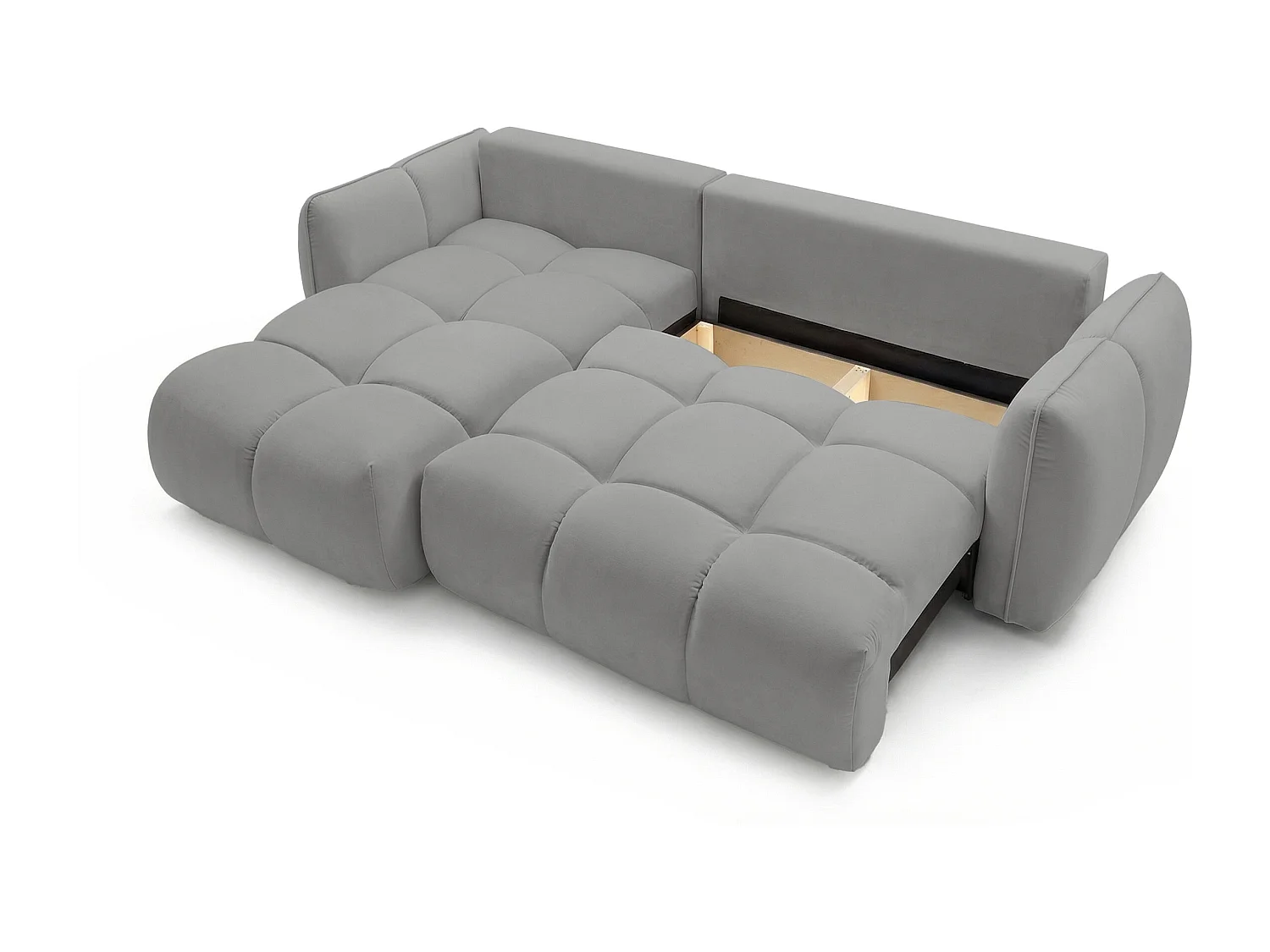 Ecksofa BELVEO mit Schlaffunktion und Bettkasten L-Form Ausrichtung Links Stoff Bluvel 14