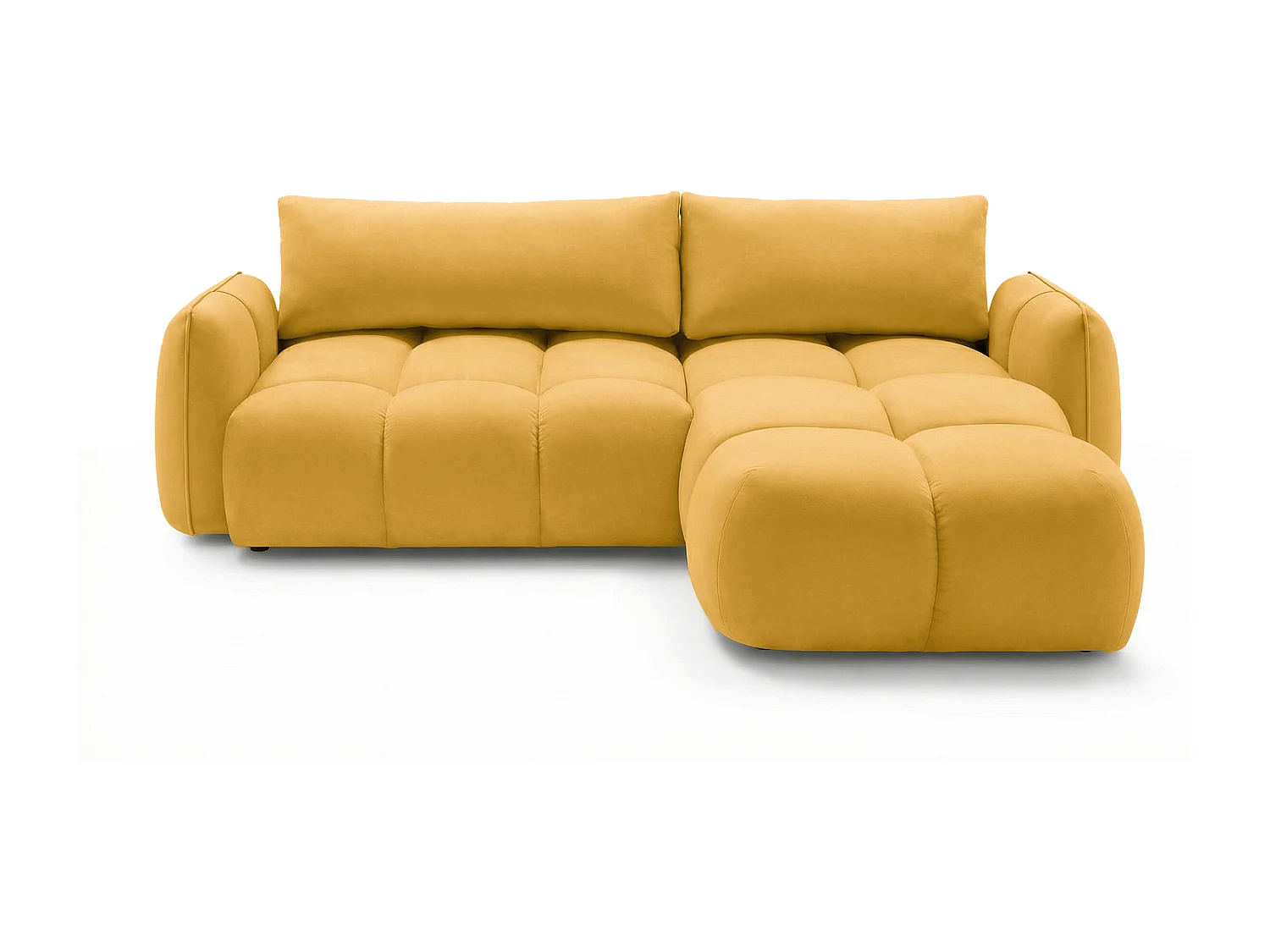 Ecksofa BELVEO mit Schlaffunktion und Bettkasten L-Form Ausrichtung Rechts Stoff Bluvel 68