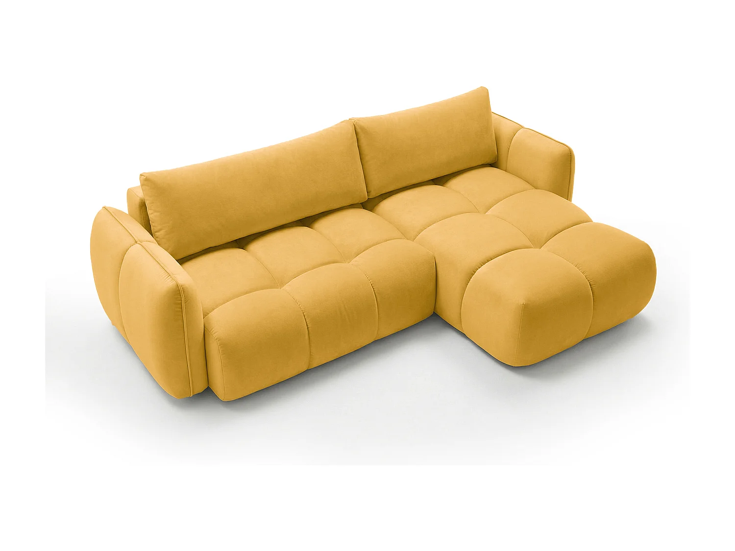 Ecksofa BELVEO mit Schlaffunktion und Bettkasten L-Form Ausrichtung Rechts Stoff Bluvel 68