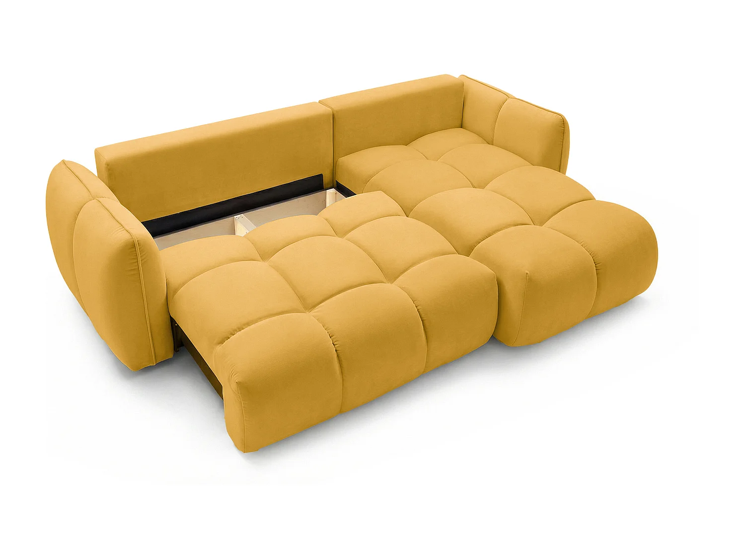 Ecksofa BELVEO mit Schlaffunktion und Bettkasten L-Form Ausrichtung Rechts Stoff Bluvel 68