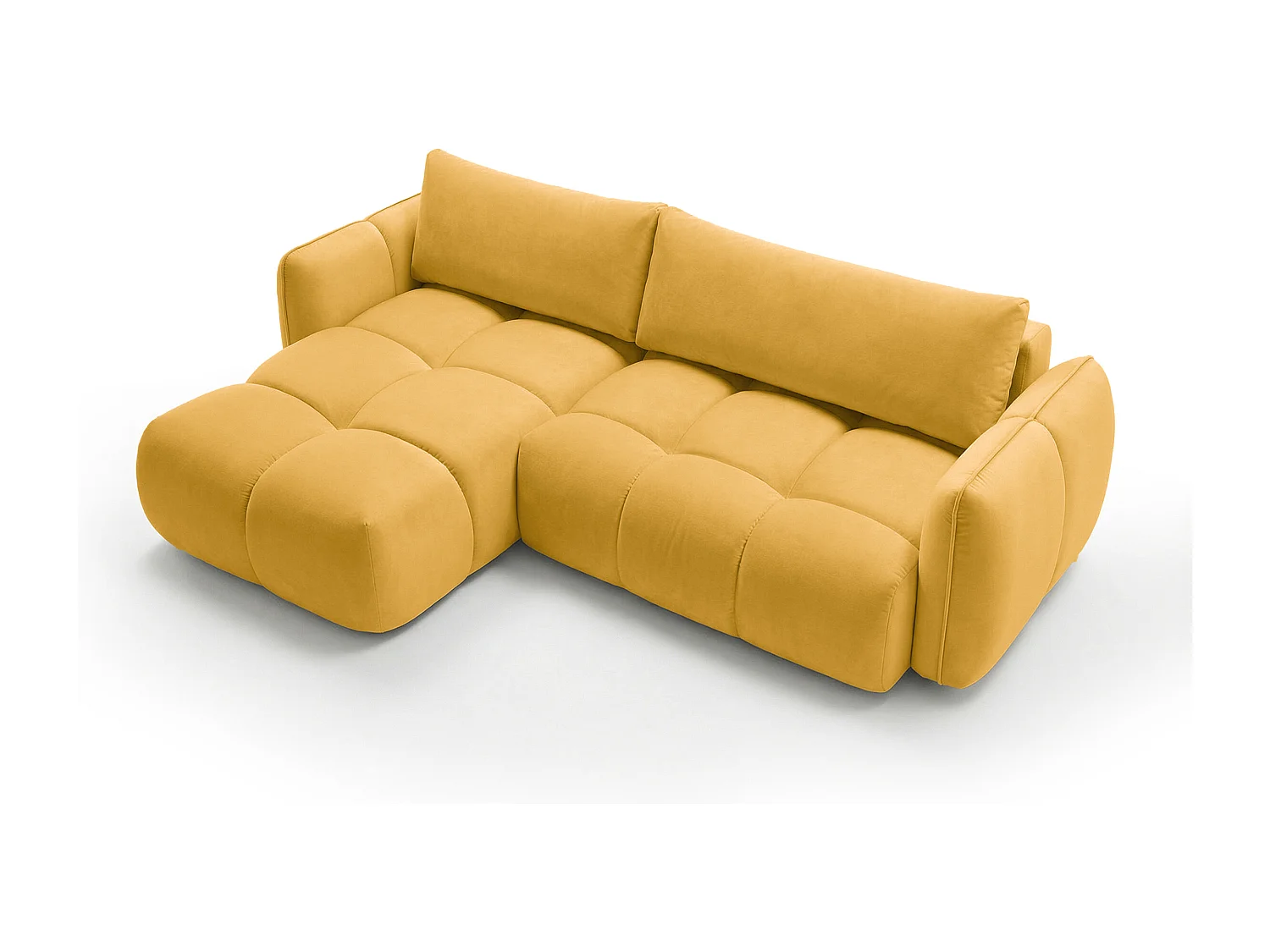 Ecksofa BELVEO mit Schlaffunktion und Bettkasten L-Form Ausrichtung Links Stoff Bluvel 68
