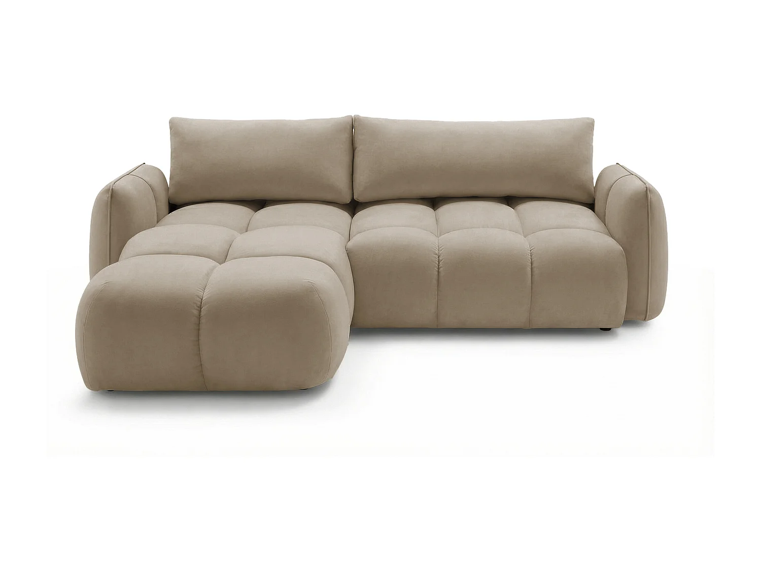 Ecksofa BELVEO mit Schlaffunktion und Bettkasten L-Form Ausrichtung Links Stoff Bluvel 28
