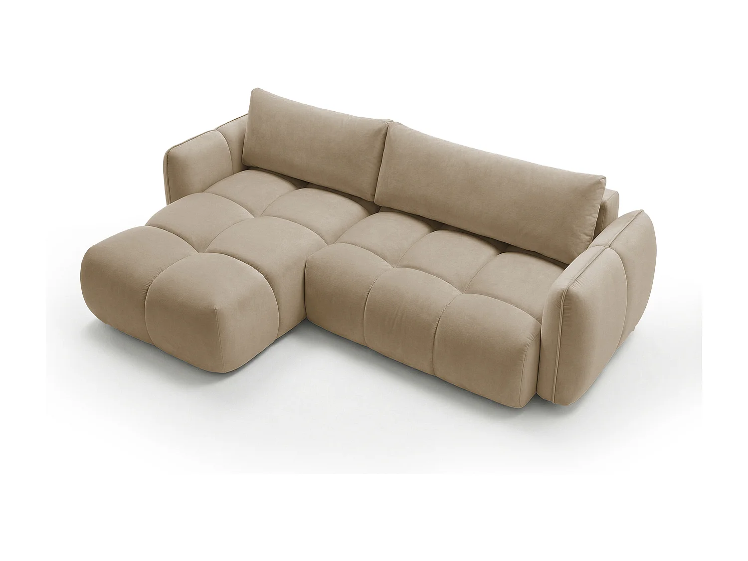Ecksofa BELVEO mit Schlaffunktion und Bettkasten L-Form Ausrichtung Links Stoff Bluvel 28