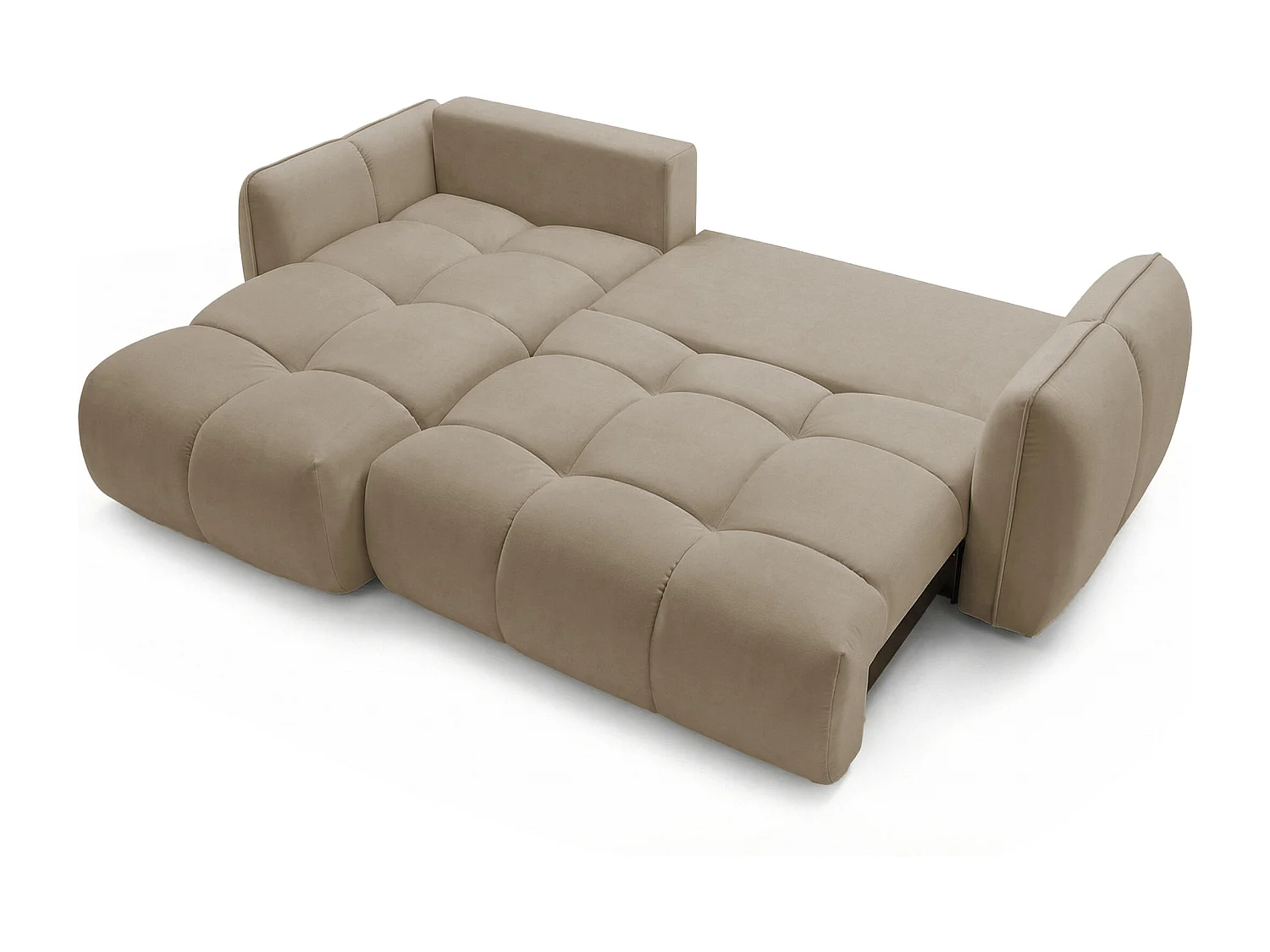 Ecksofa BELVEO mit Schlaffunktion und Bettkasten L-Form Ausrichtung Links Stoff Bluvel 28
