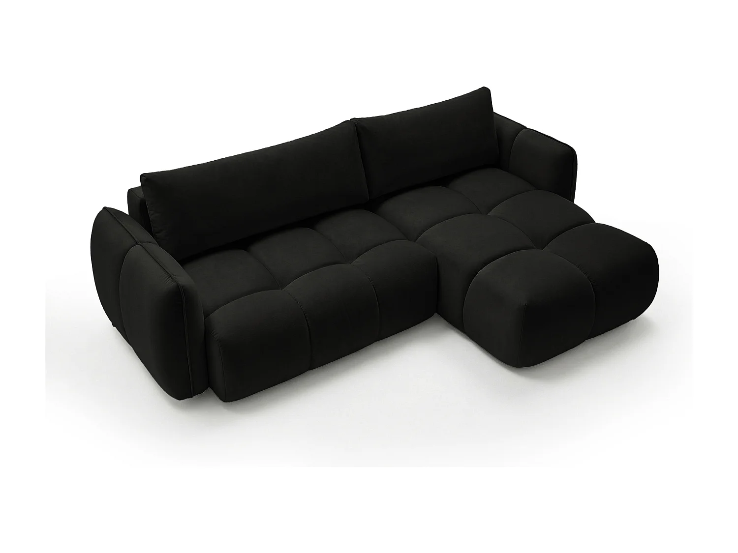 Ecksofa BELVEO mit Schlaffunktion und Bettkasten L-Form Ausrichtung Rechts Stoff Bluvel 19