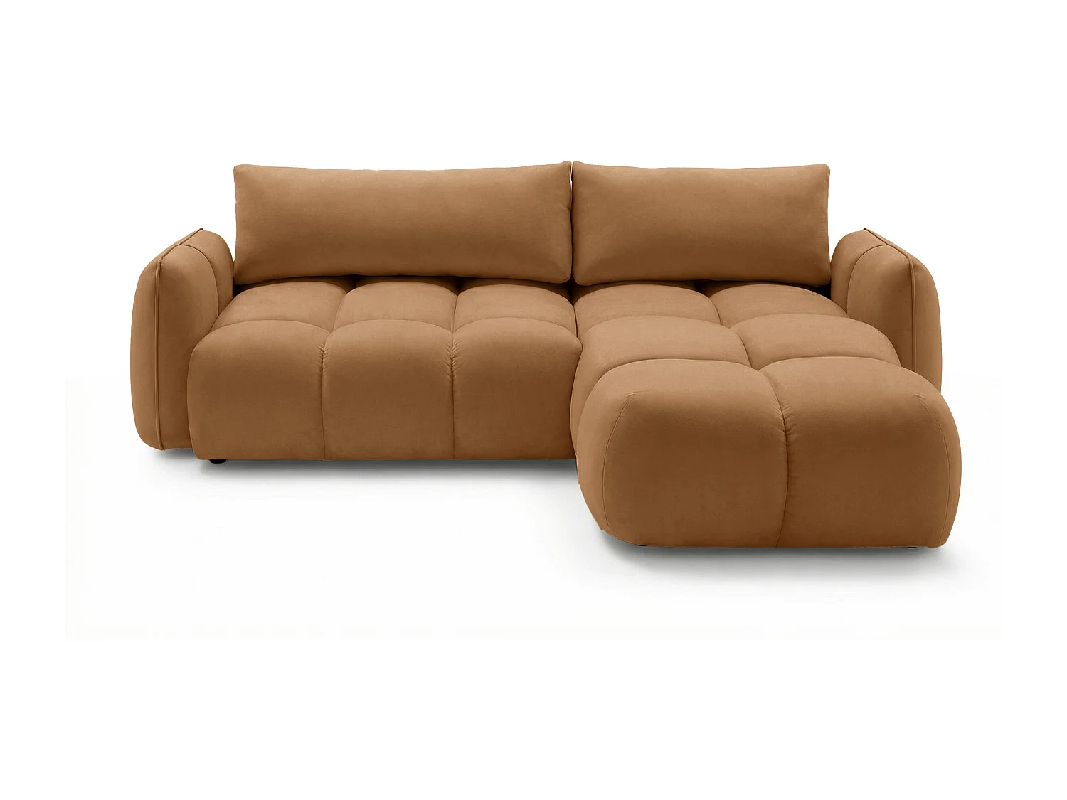 Ecksofa BELVEO mit Schlaffunktion und Bettkasten L-Form Ausrichtung Rechts Stoff Bluvel 4215