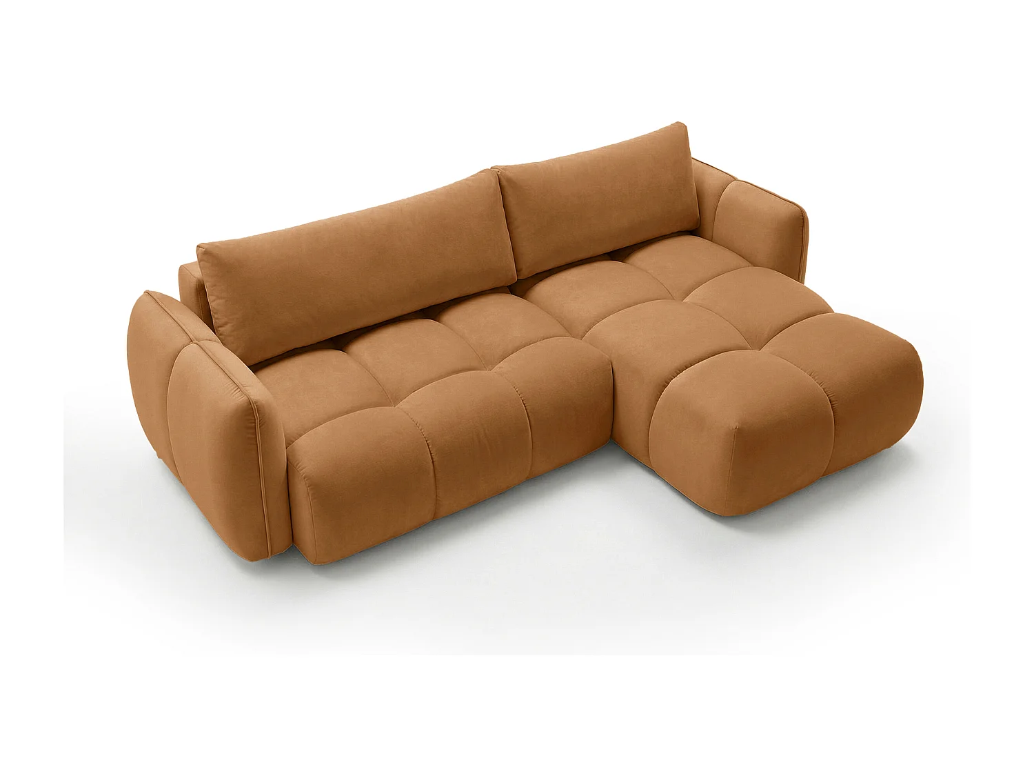 Ecksofa BELVEO mit Schlaffunktion und Bettkasten L-Form Ausrichtung Rechts Stoff Bluvel 4215