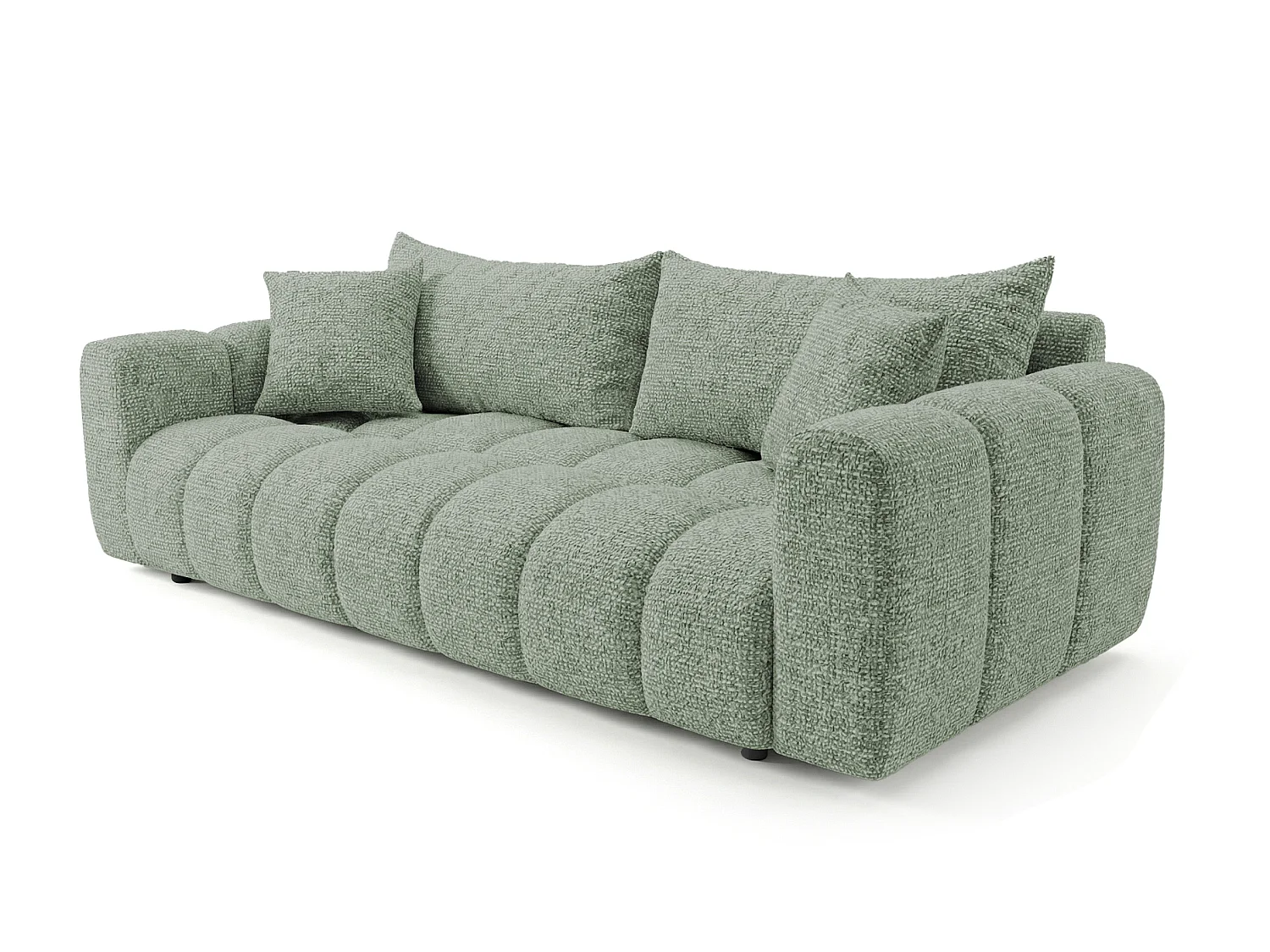 Schlafsofa COSMO LUXURY 240cm – Premium HR-Schaum – Strukturstoff Puente 33 Salbeigrün