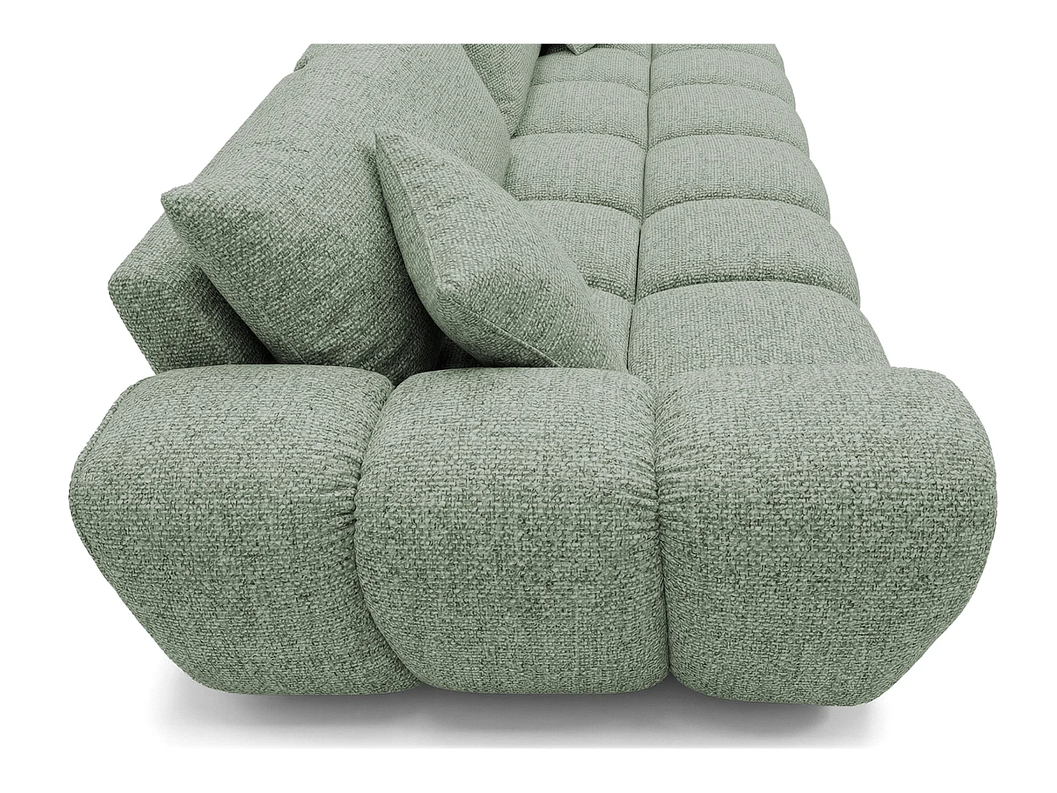Schlafsofa COSMO LUXURY 240cm – Premium HR-Schaum – Strukturstoff Puente 33 Salbeigrün