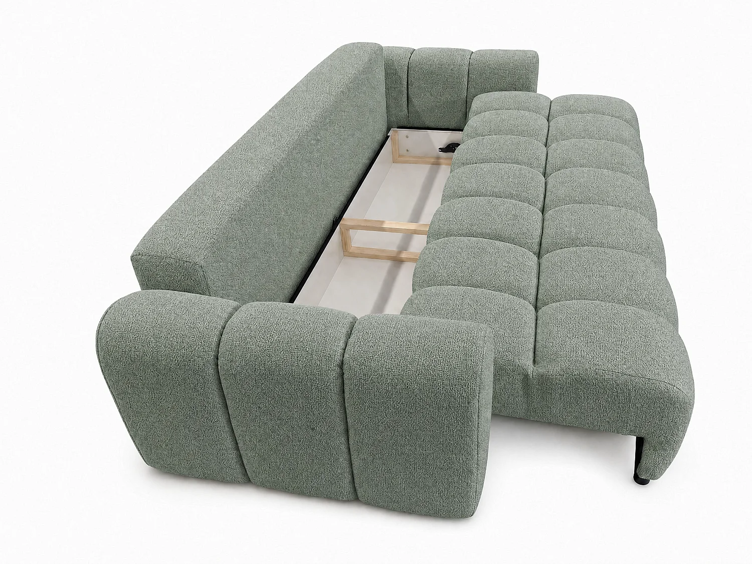 Schlafsofa COSMO LUXURY 240cm – Premium HR-Schaum – Strukturstoff Puente 33 Salbeigrün
