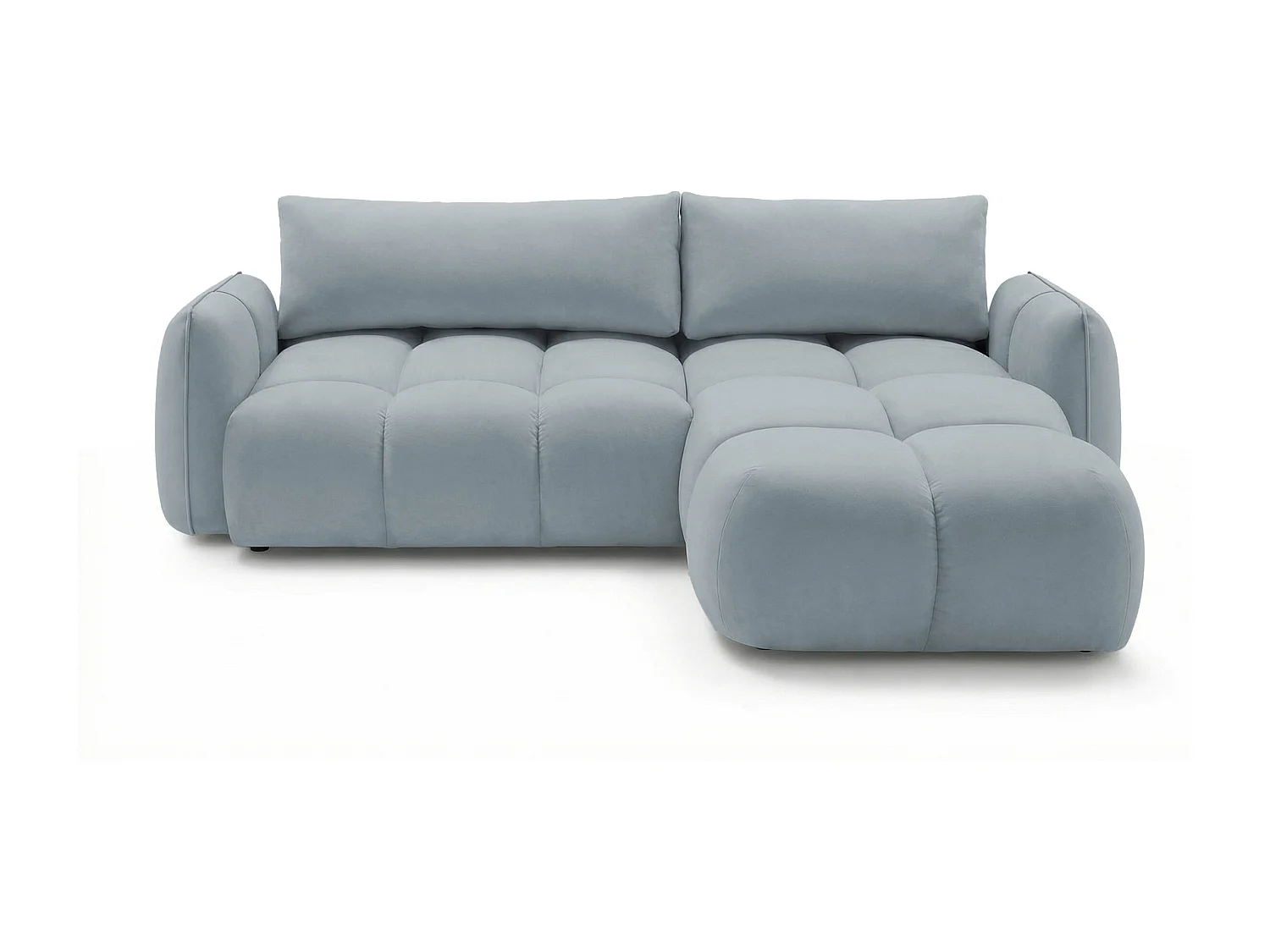 Ecksofa BELVEO mit Schlaffunktion und Bettkasten L-Form Ausrichtung Rechts Stoff Bluvel 06