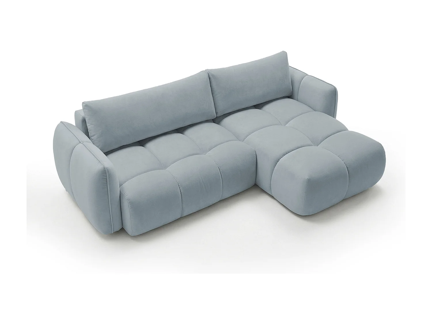 Ecksofa BELVEO mit Schlaffunktion und Bettkasten L-Form Ausrichtung Rechts Stoff Bluvel 06