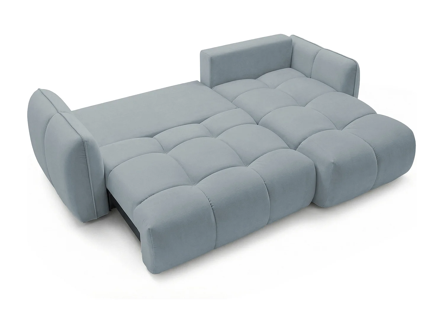 Ecksofa BELVEO mit Schlaffunktion und Bettkasten L-Form Ausrichtung Rechts Stoff Bluvel 06