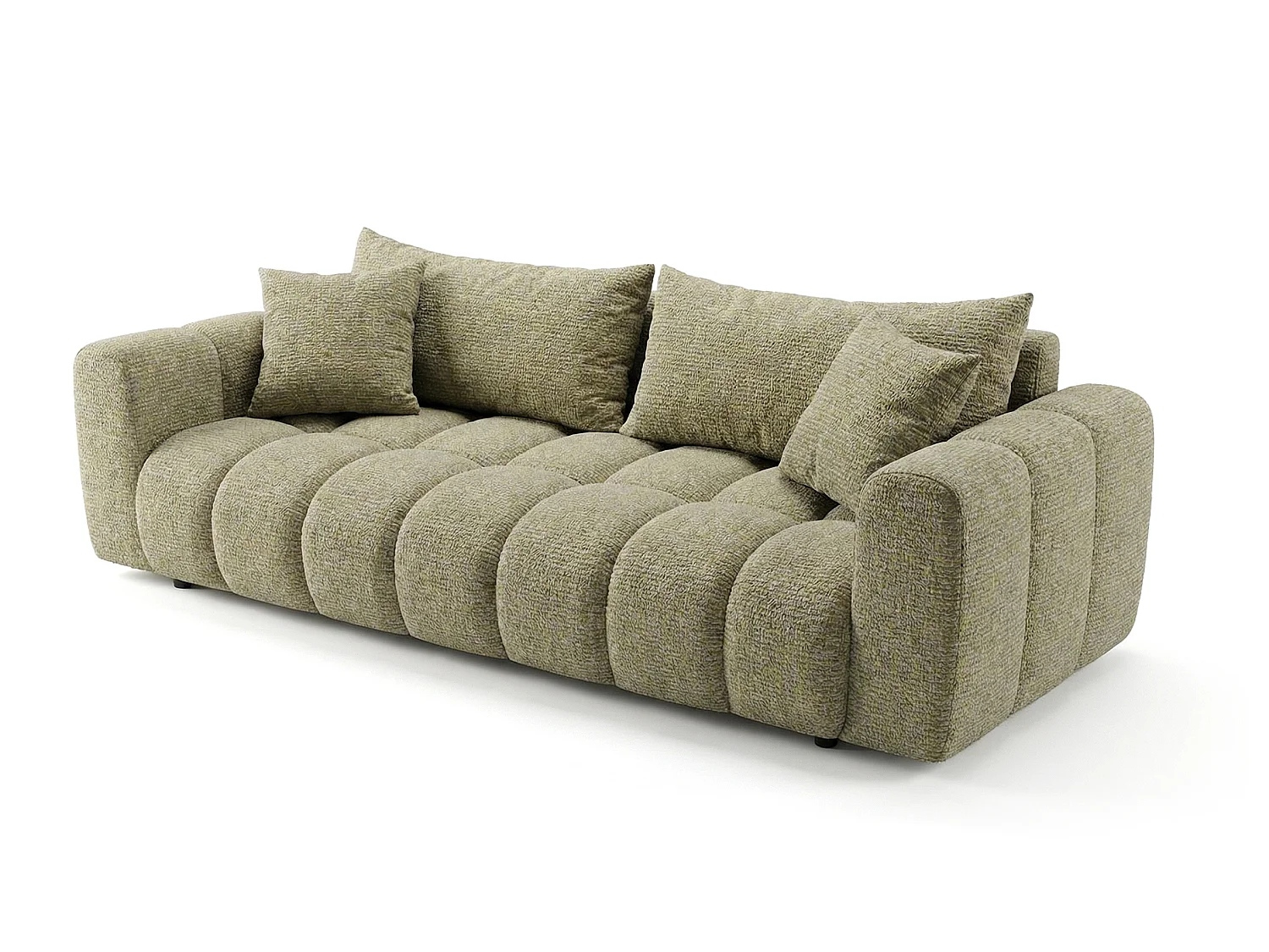 Canapé convertible en tissu bouclé jaune moutarde 240 cm - COSMO LUXURY