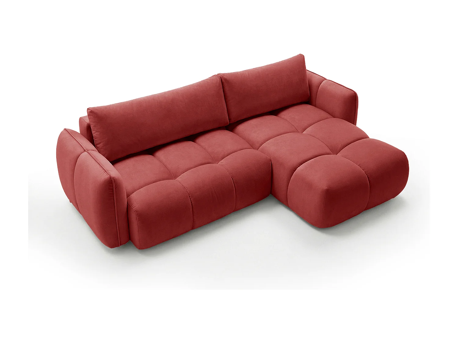 Ecksofa BELVEO mit Schlaffunktion und Bettkasten L-Form Ausrichtung Rechts Stoff Bluvel 59