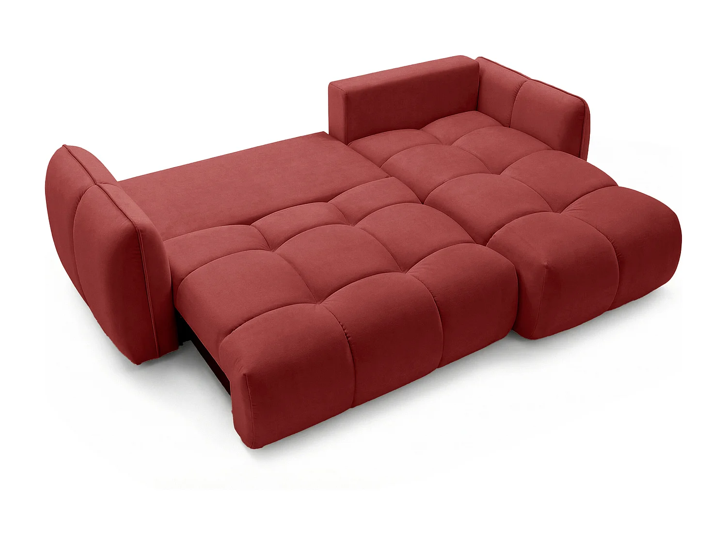 Ecksofa BELVEO mit Schlaffunktion und Bettkasten L-Form Ausrichtung Rechts Stoff Bluvel 59