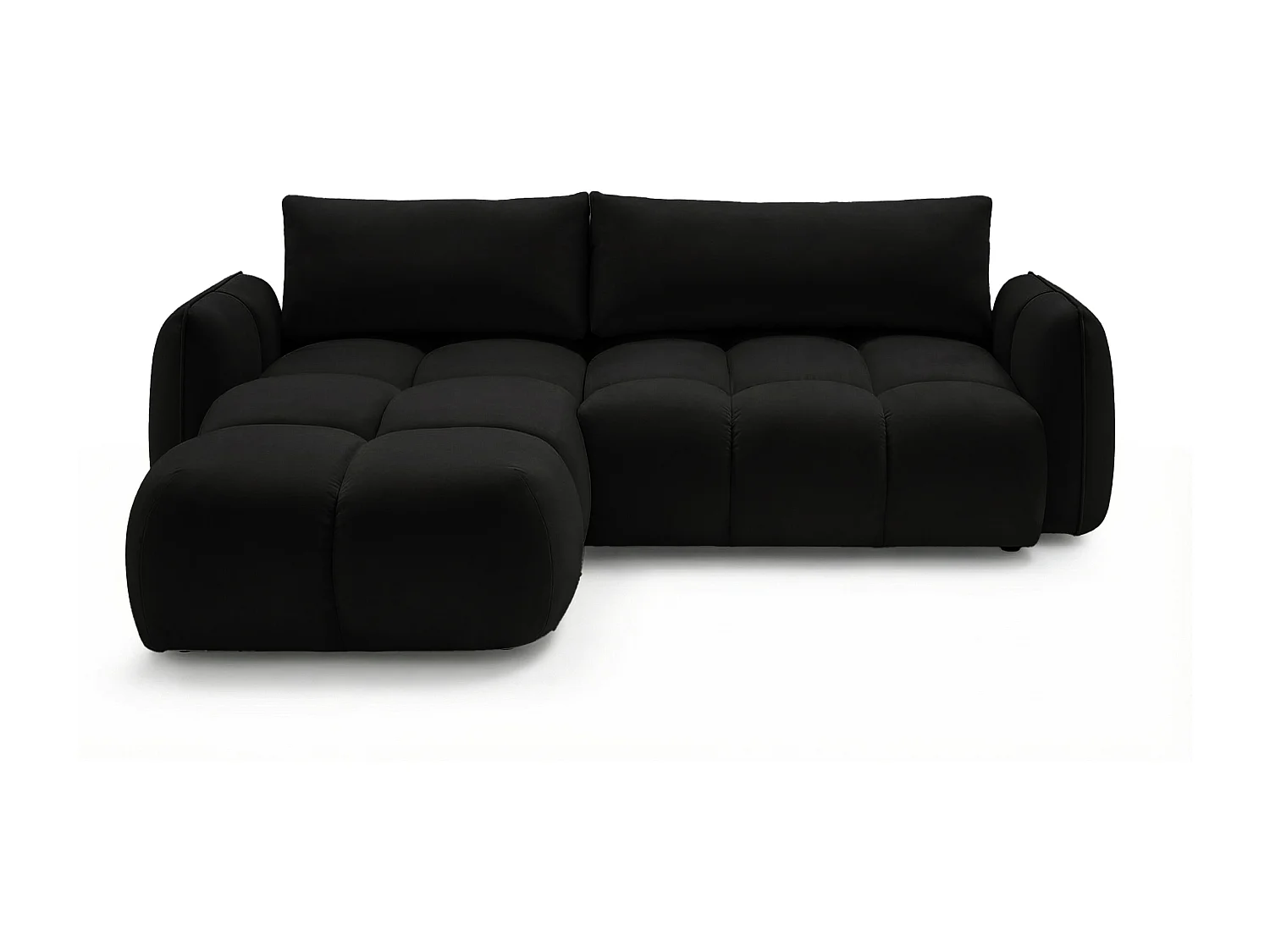 Ecksofa BELVEO mit Schlaffunktion und Bettkasten L-Form Ausrichtung Links Stoff Bluvel 19