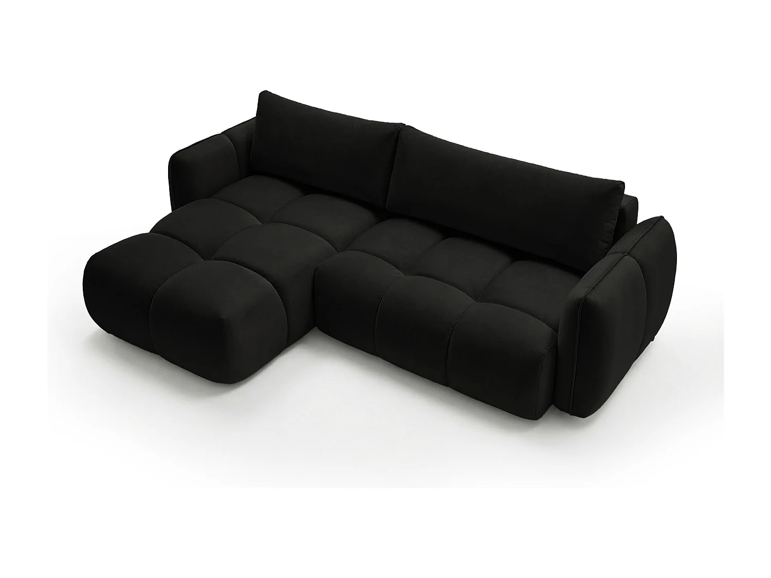 Ecksofa BELVEO mit Schlaffunktion und Bettkasten L-Form Ausrichtung Links Stoff Bluvel 19