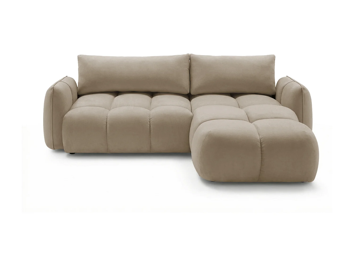 Ecksofa BELVEO mit Schlaffunktion und Bettkasten L-Form Ausrichtung Rechts Stoff Bluvel 28