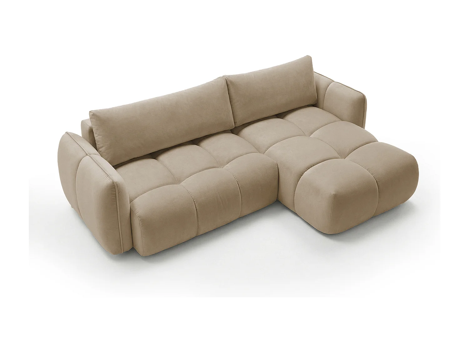 Ecksofa BELVEO mit Schlaffunktion und Bettkasten L-Form Ausrichtung Rechts Stoff Bluvel 28