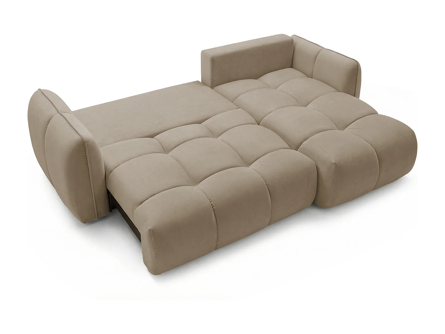 Ecksofa BELVEO mit Schlaffunktion und Bettkasten L-Form Ausrichtung Rechts Stoff Bluvel 28