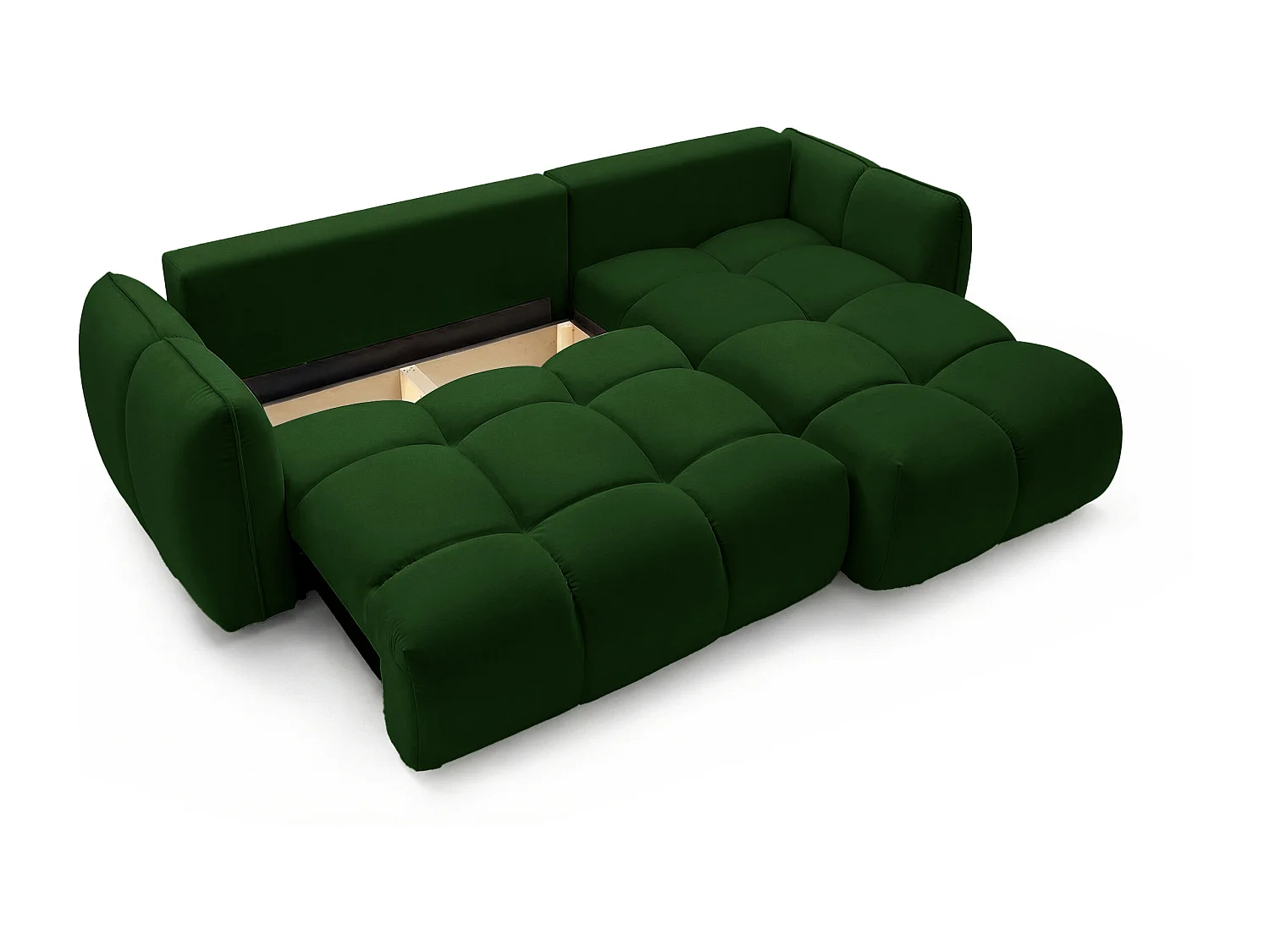 Ecksofa BELVEO mit Schlaffunktion und Bettkasten L-Form Ausrichtung Rechts Stoff Bluvel 78