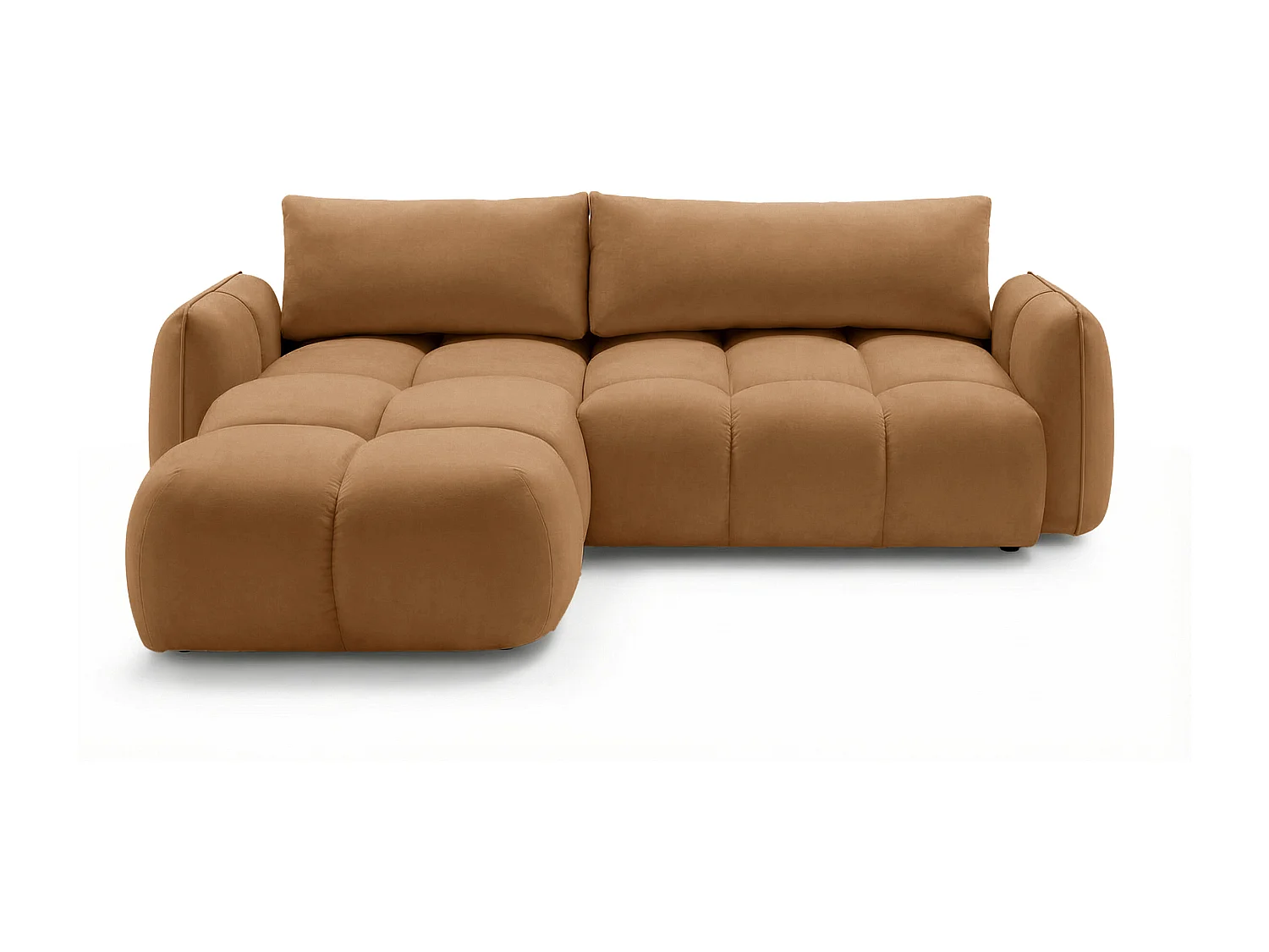 Ecksofa BELVEO mit Schlaffunktion und Bettkasten L-Form Ausrichtung Links Stoff Bluvel 4215