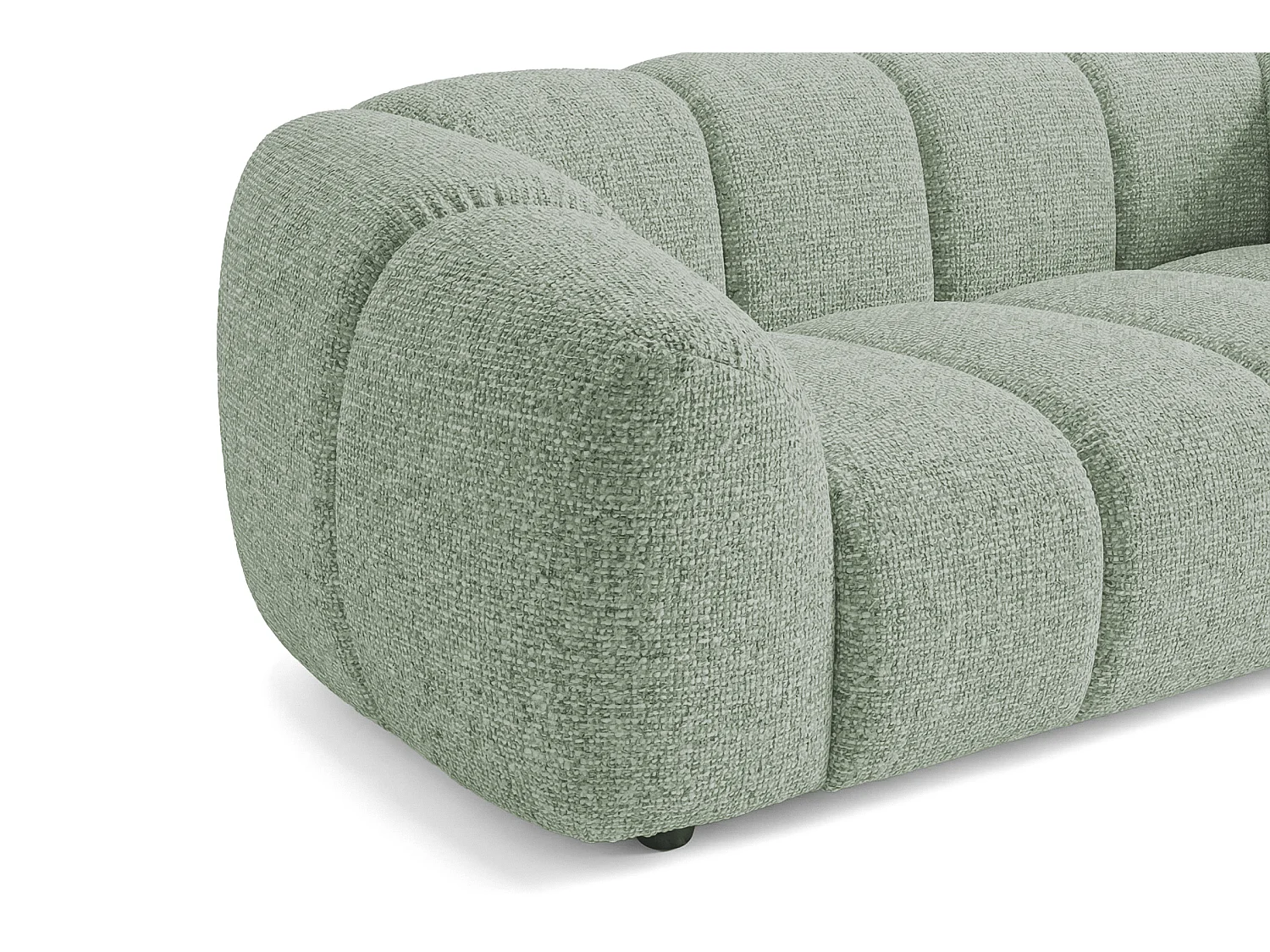 Canapé 3 places capitonné en tissu bouclé vert amande 240 cm - MALI 3S