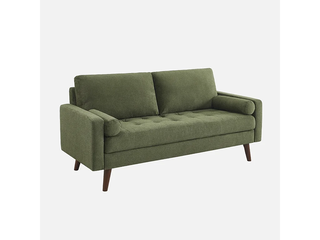 Canapé tissu chenille capitonné 3 places kaki - Ivar