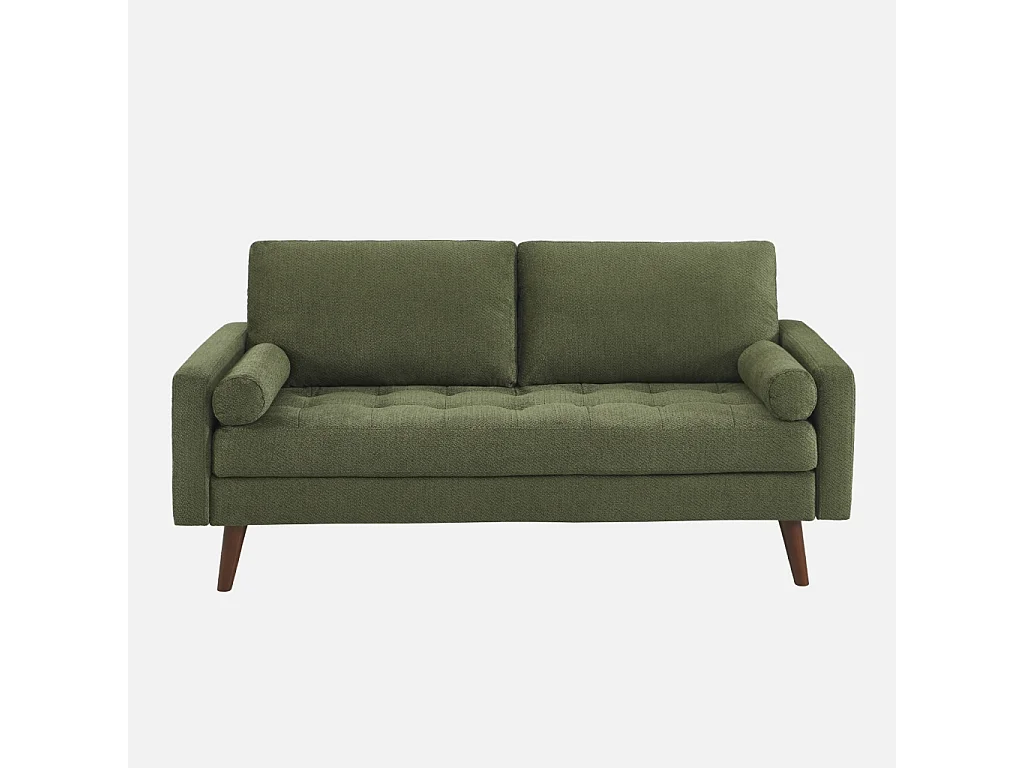 Canapé tissu chenille capitonné 3 places kaki - Ivar