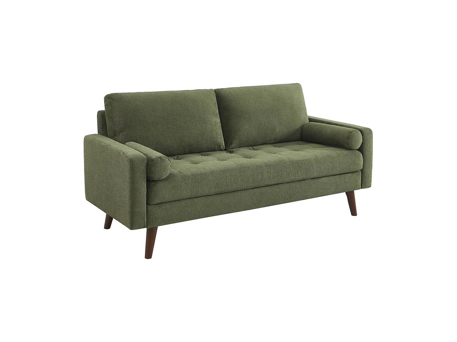 Sofá de tela chenilla, 3 plazas verde kaki