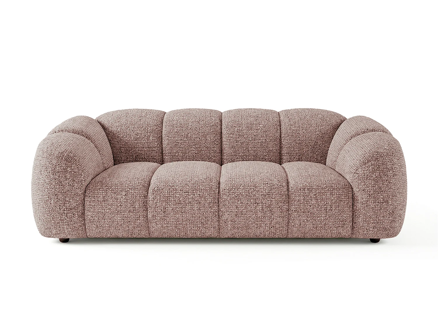 Canapé 3 places capitonné en tissu bouclé rose poudré 240 cm - MALI 3S