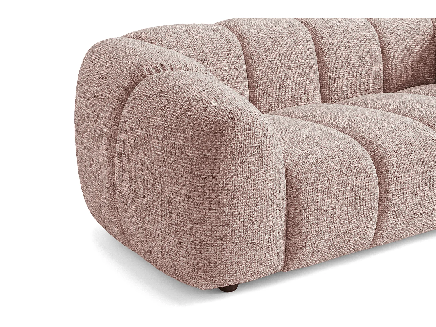 Canapé 3 places capitonné en tissu bouclé rose poudré 240 cm - MALI 3S